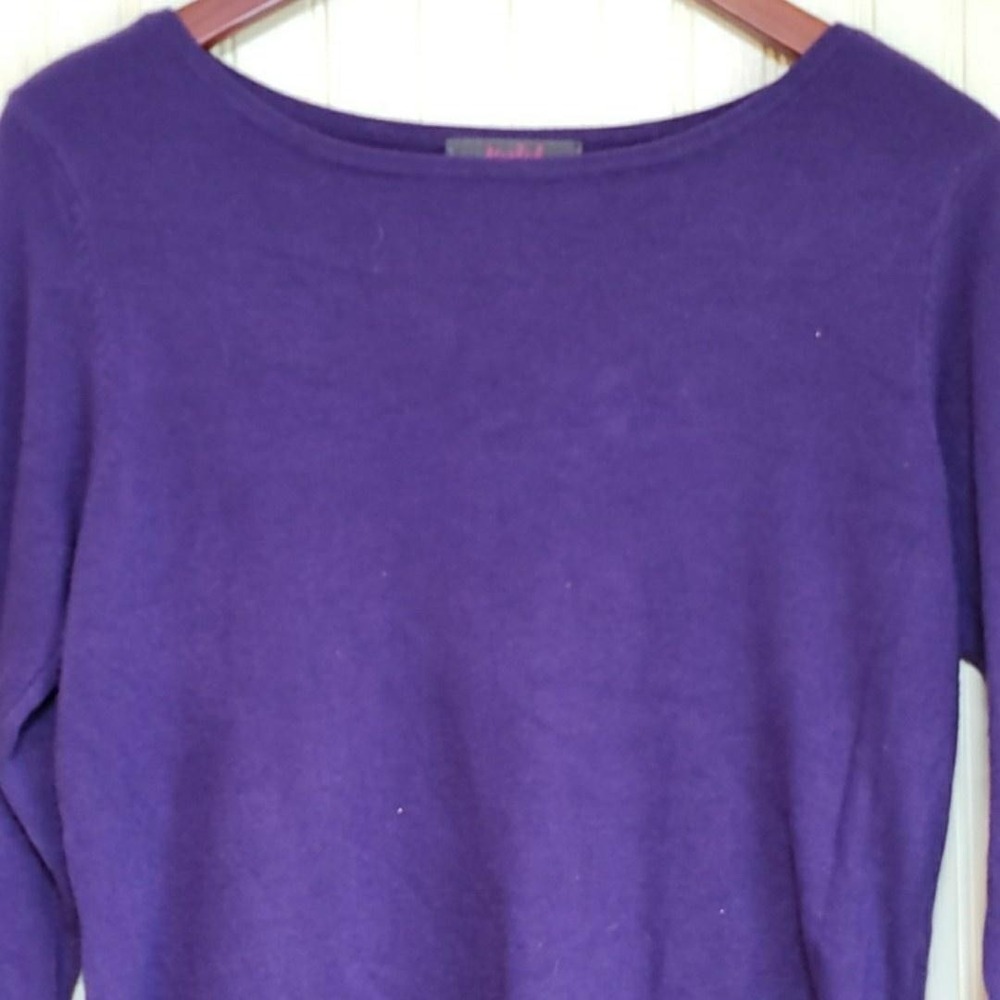 Marled Reunited Clothing Sweater Womens L Purple Acrylic Boat Neck Knit Pullover
